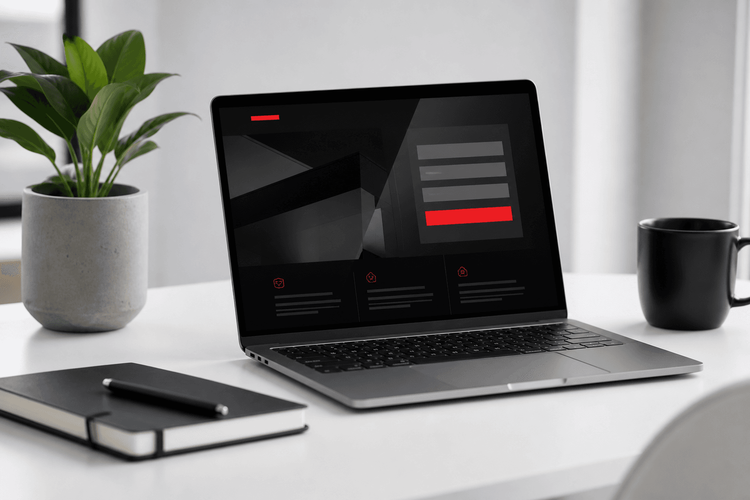 Laptop z landingiem i interaktywną ścieżką wyboru oferty