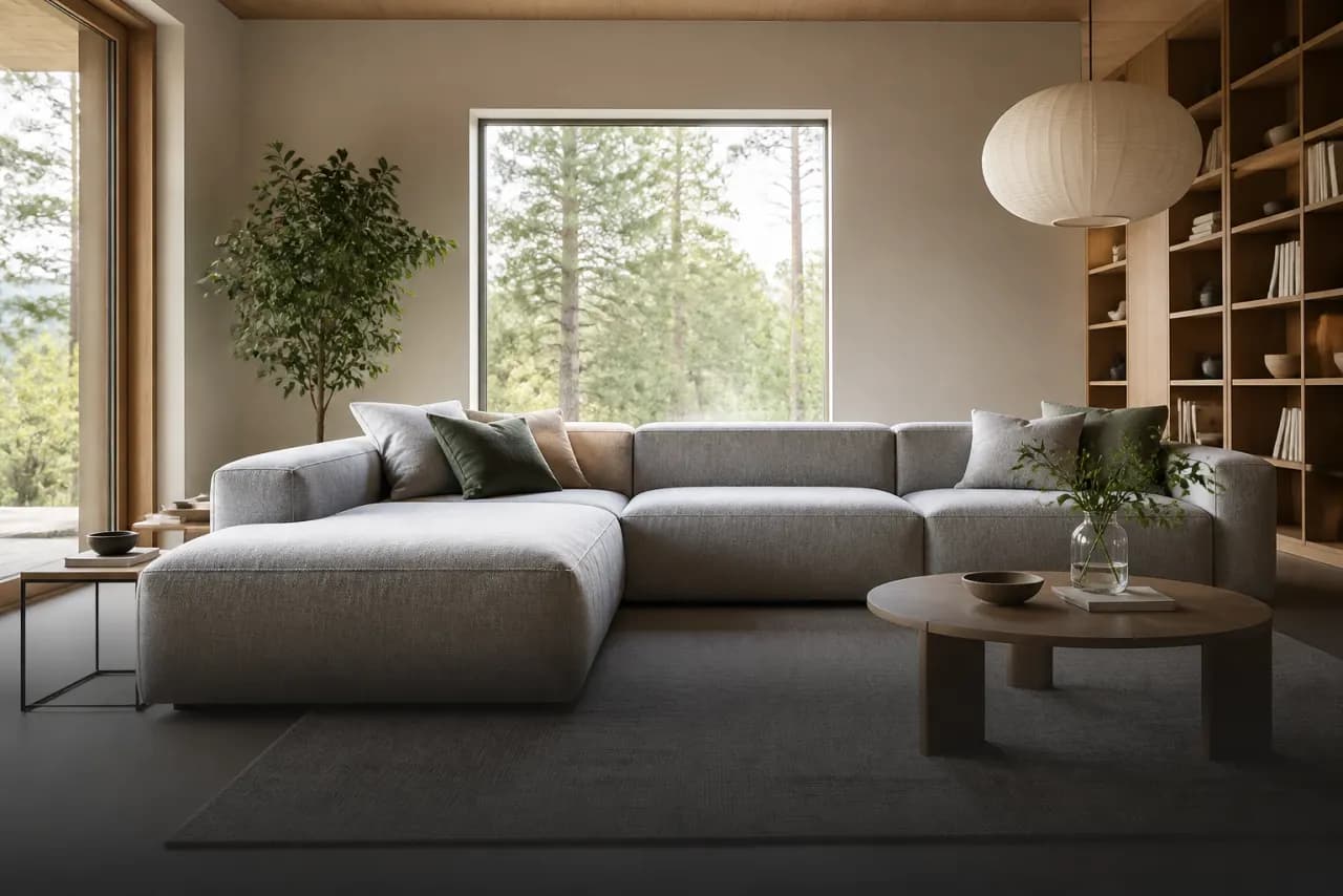Modułowa sofa w salonie, produkt do konfiguratora mebli